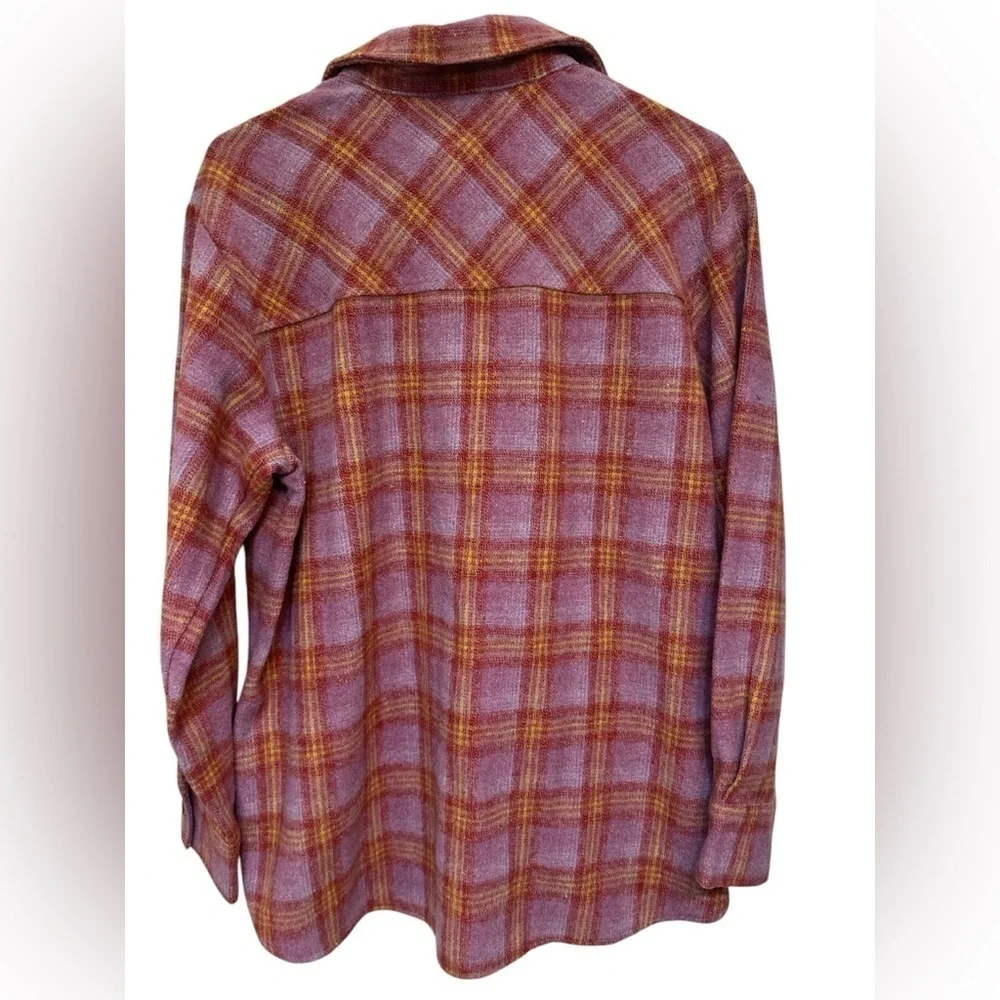 STEVE MADDEN Flannel Shacket Womens Long Sleeve Pocket Shirt Jacket Pink
